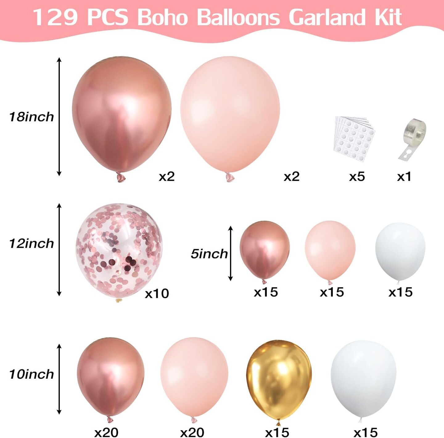 Rose Gold Balloon Garland Arch Kit