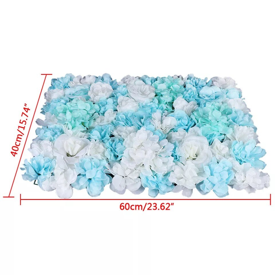 12-Pieces Artificial Silk Rose Flower Wall Panels