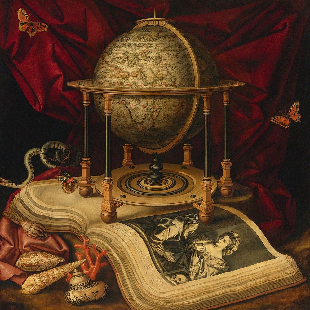 Still Life with Celestial Globe, a Book, Shells, a Snake and Butterflies  Poster Print by Carstian Luyckx # 1AA5021