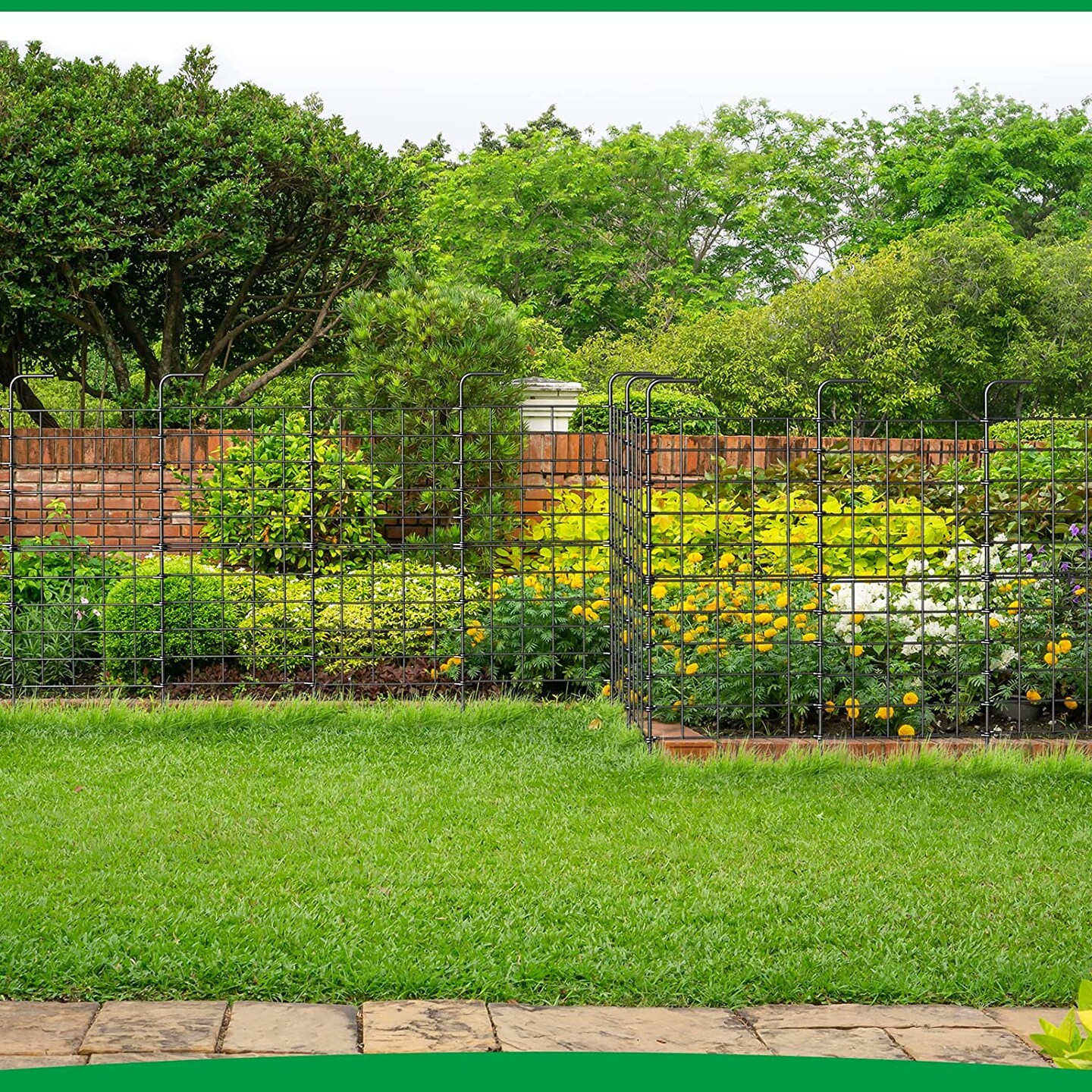 16 Panels Barrier Metal Garden Border Folding Fence Pet Dog Kennel Outdoor Cage