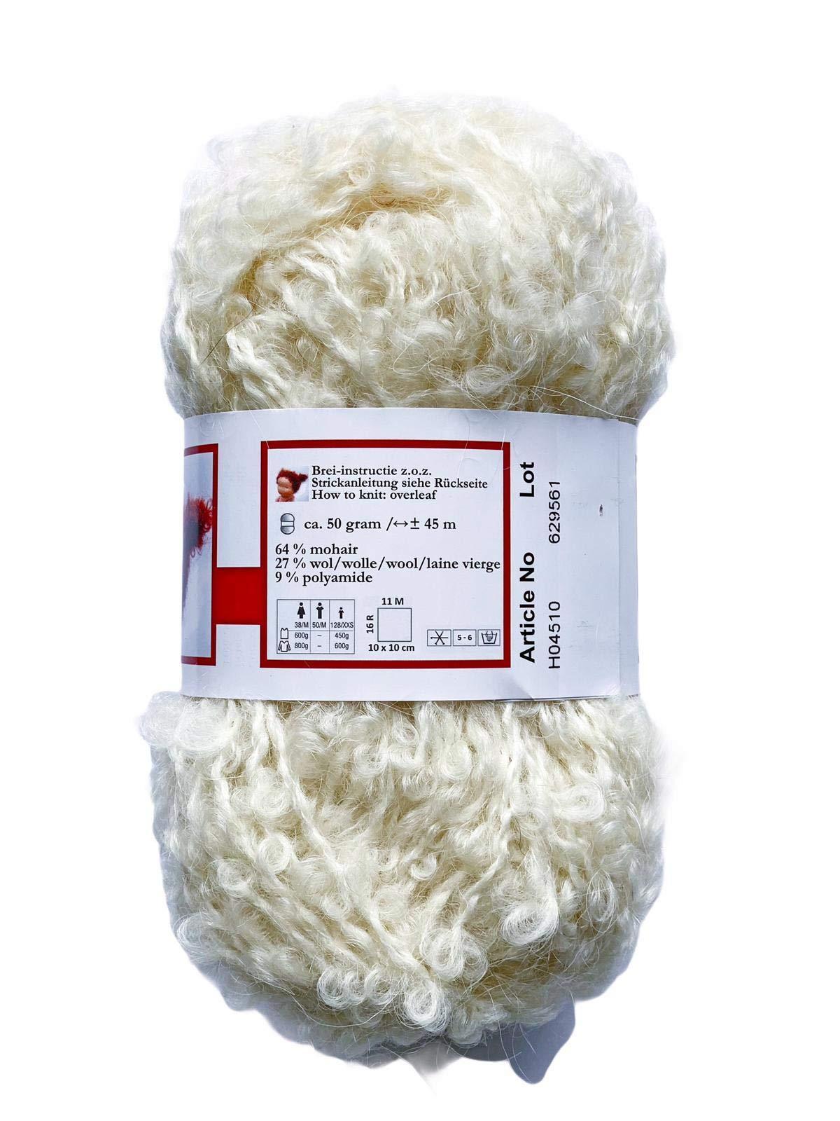 De witte Engel Doll Hair Mohair Blouclé Yarn for walldorf/Steiner Dolls 50 gr (Nature)