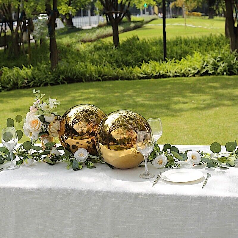 2 GOLD 12&#x22; Stainless Steel Gazing Globe Reflective MIRROR BALLS