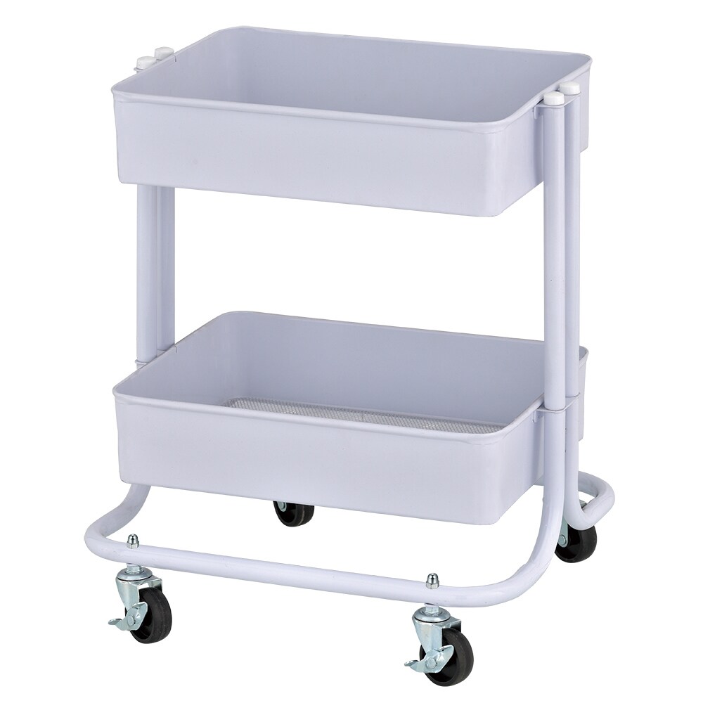 2-Tier Metal Rolling Utility Cart, Mobile Storage Organizer