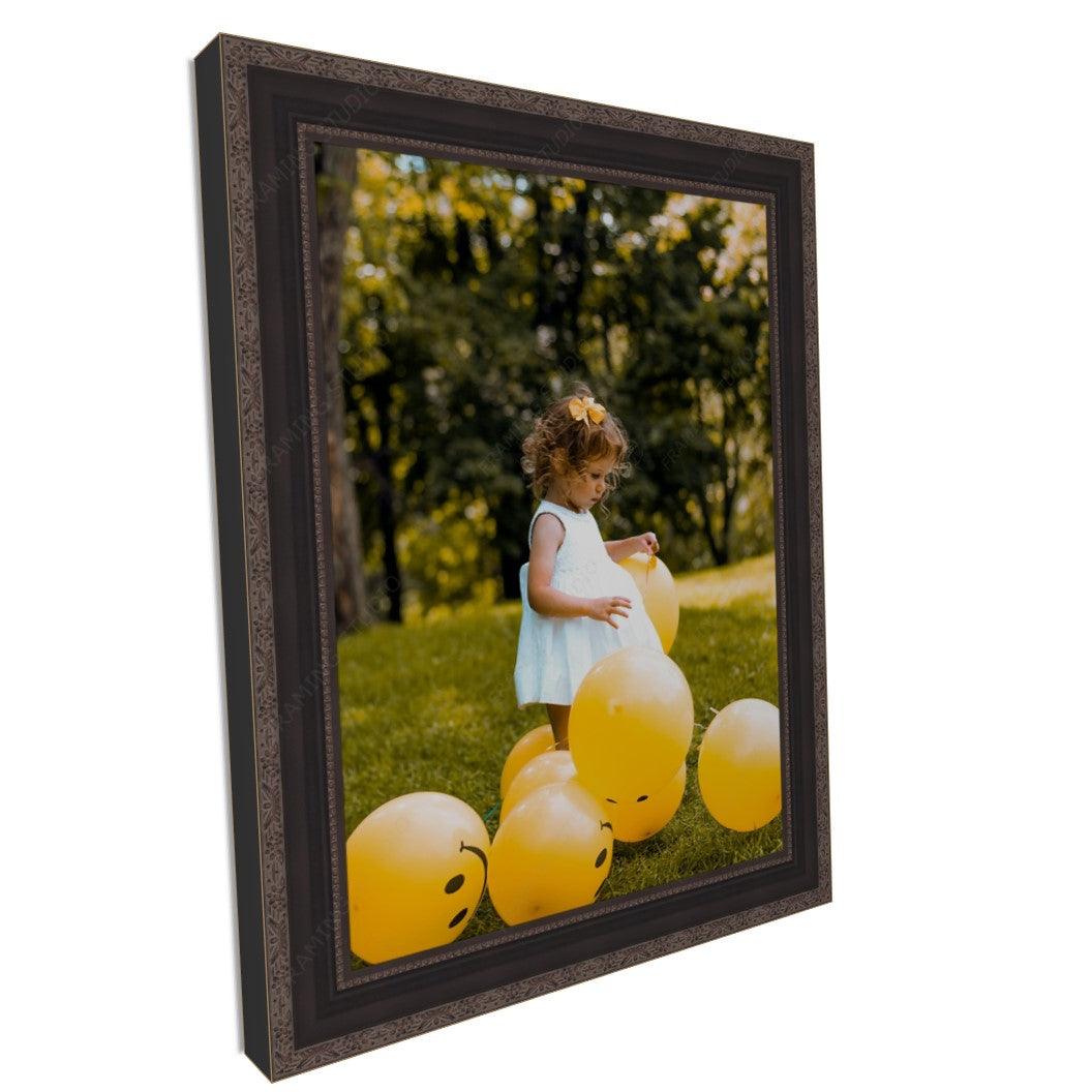 Antique Black Ornate Picture Frame With Scoop