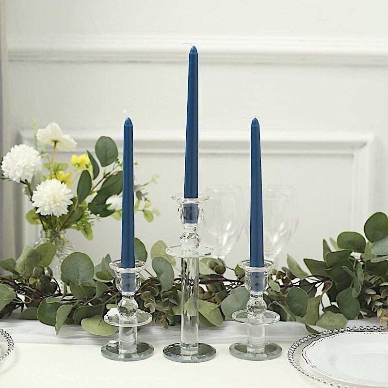 72 Navy Blue Premium 10" Taper Candles Unscented Dinner