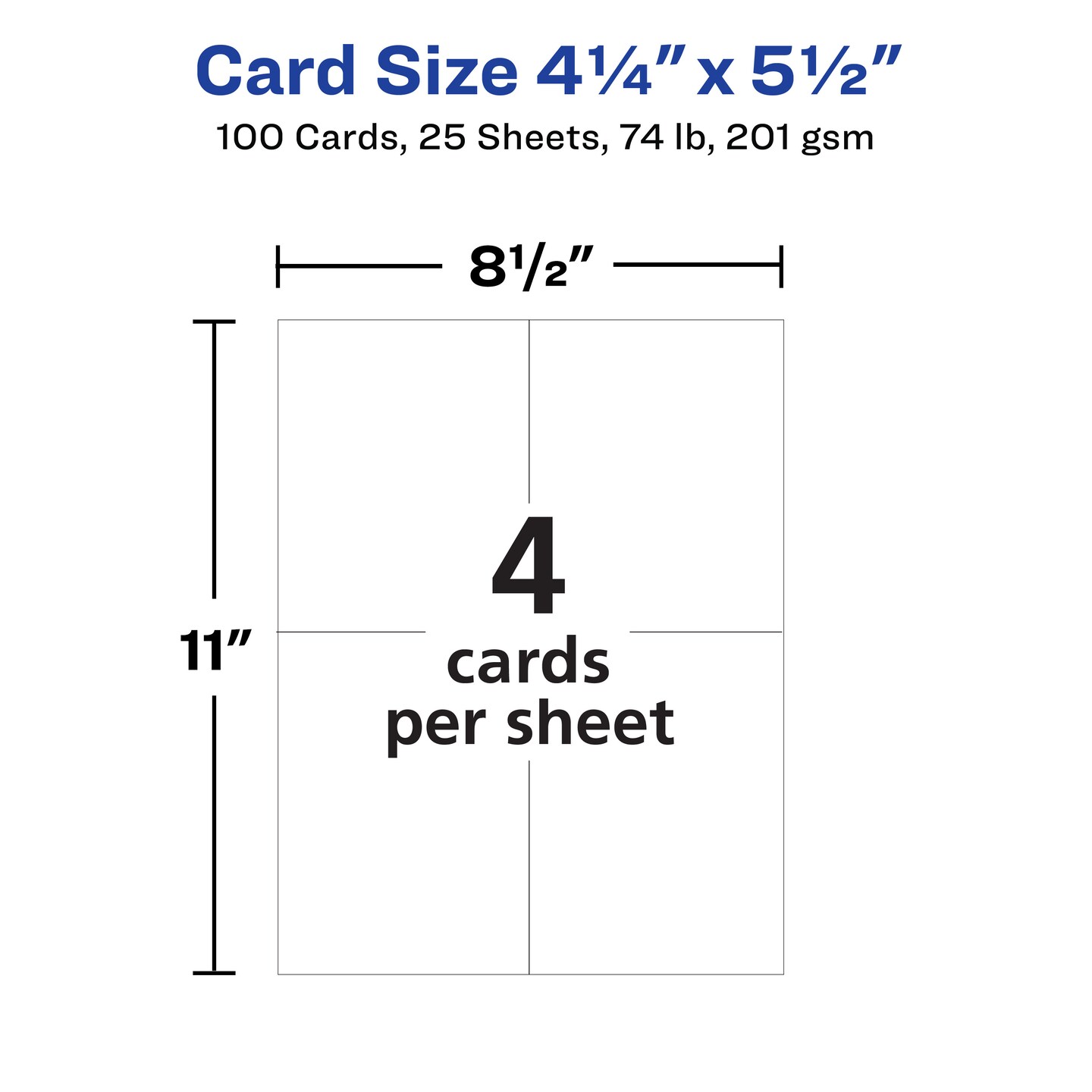 Avery Printable Postcards, 4.25&#x22; x 5.5&#x22;, Glossy White, 100 Blank Postcards for Inkjet and Laser Printers (8383)