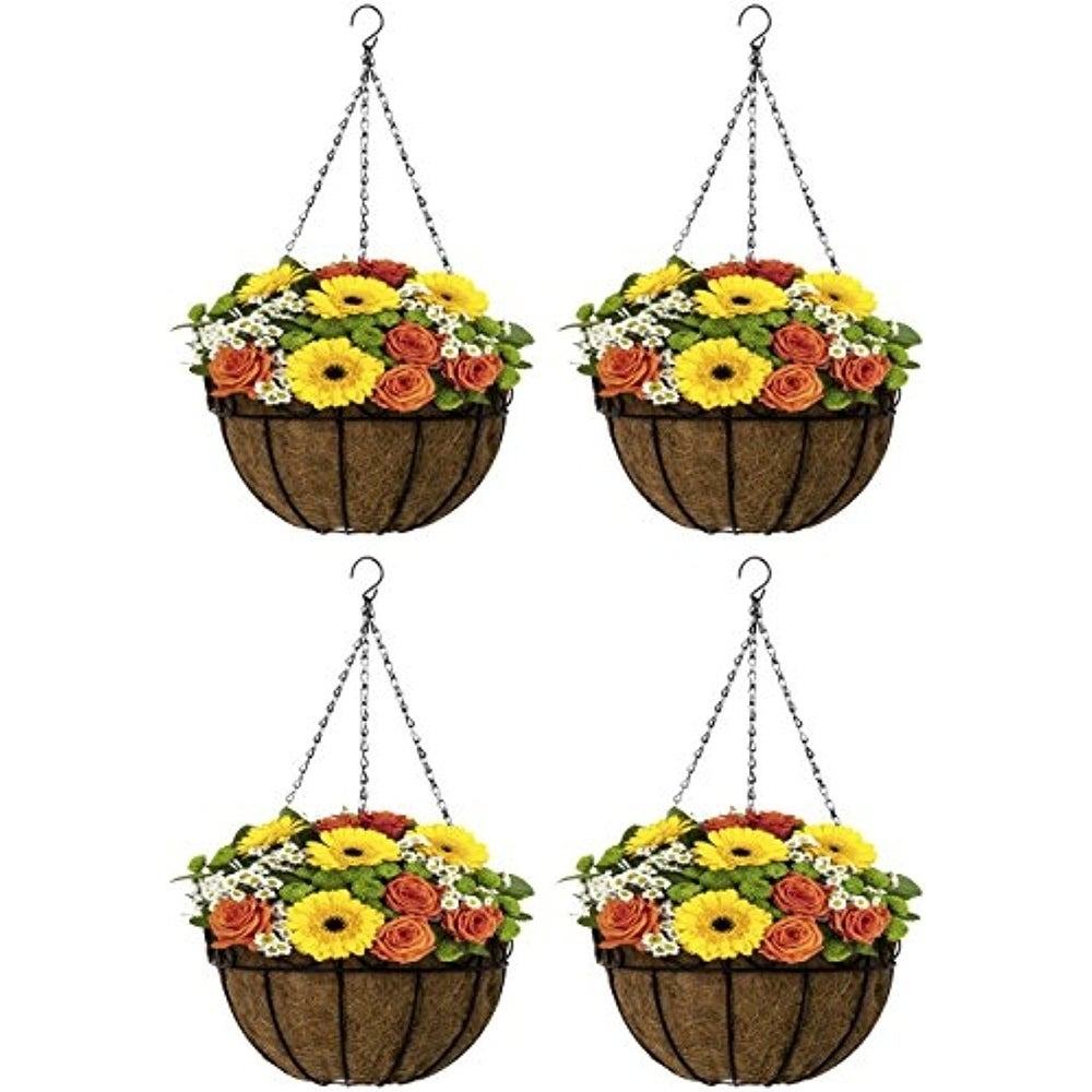 Sorbus 4-Pack Hanging Planter Baskets W/Coco Liner - for Garden Décor, Perfect for Home, Garden, Patio, Deck