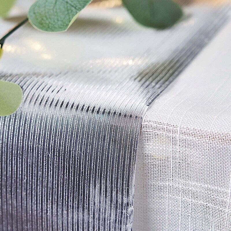 SILVER 12x108" Glitter Paper Disposable Table Runner RIDGE DESIGN