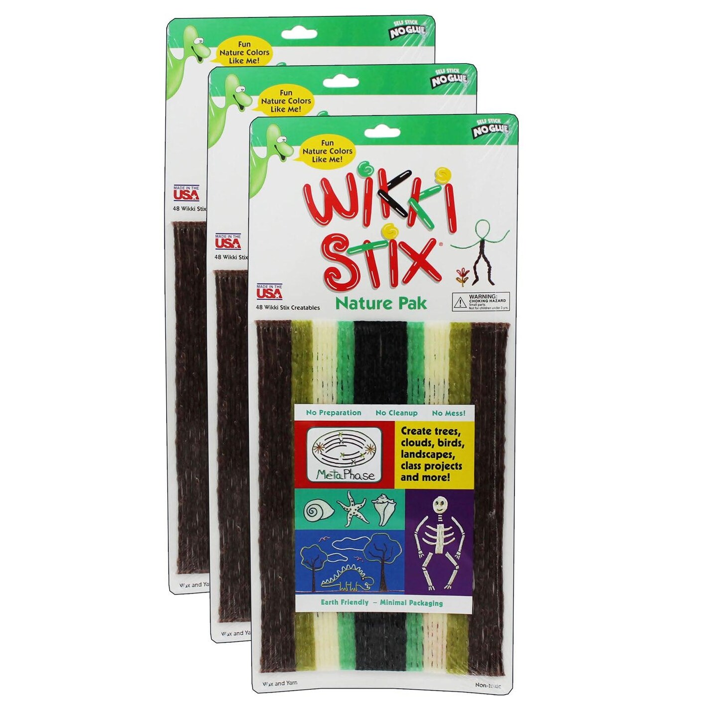 Wikki Stix&#xAE;, Nature Colors, 48 Per Pack, 3 Packs