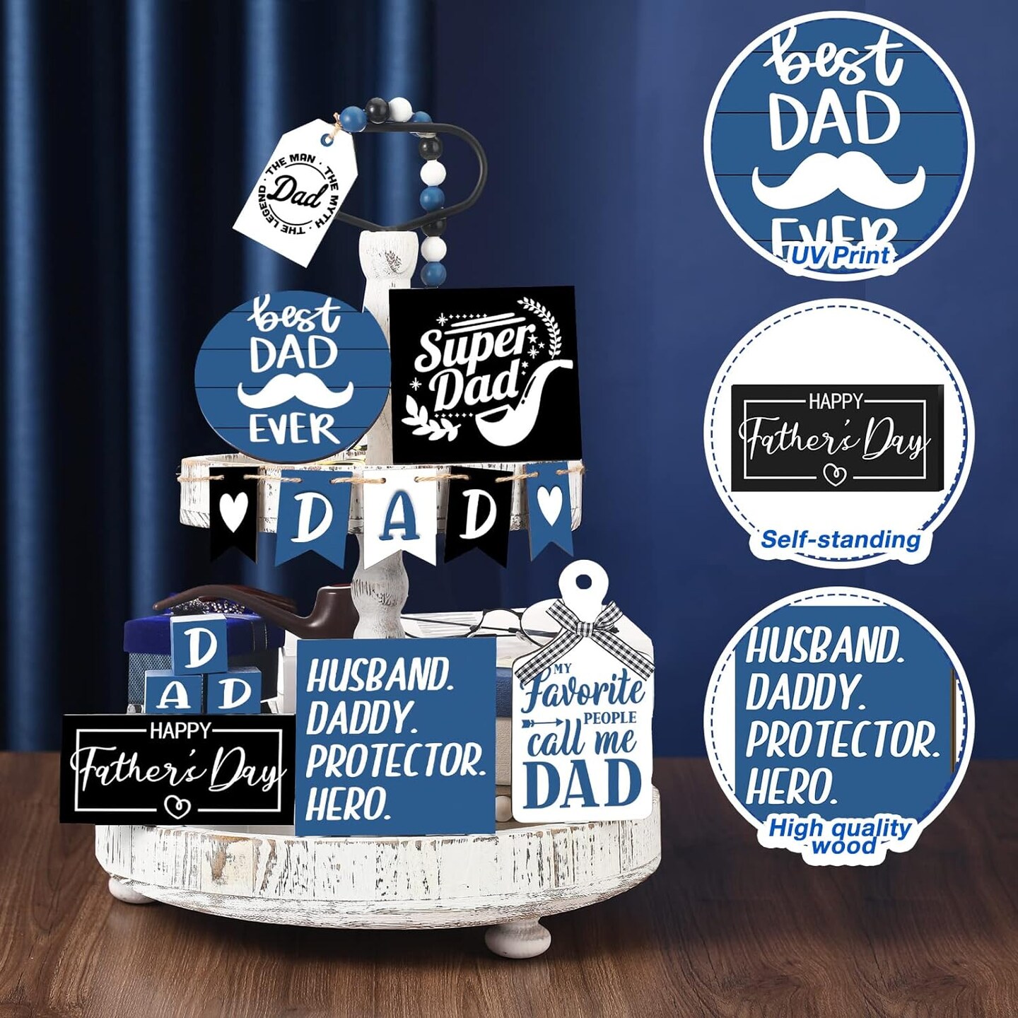 Elegant Father&#x27;s Day Tiered Tray Decoration Set