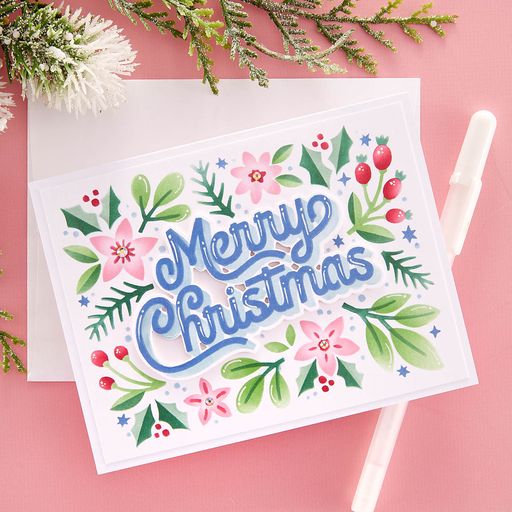 Spellbinders Layered Merry Christmas Foliage Stencil &#x26; Die Bundle from the Layered Christmas Stencils Collection