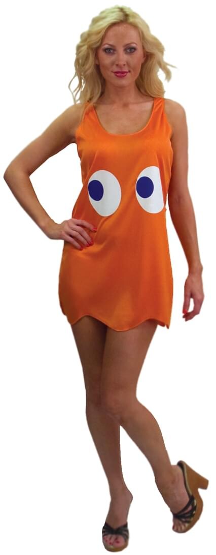 Pac-Man &#x22;Clyde&#x22; Orange Deluxe Costume Tank Dress Adult/Teen Standard