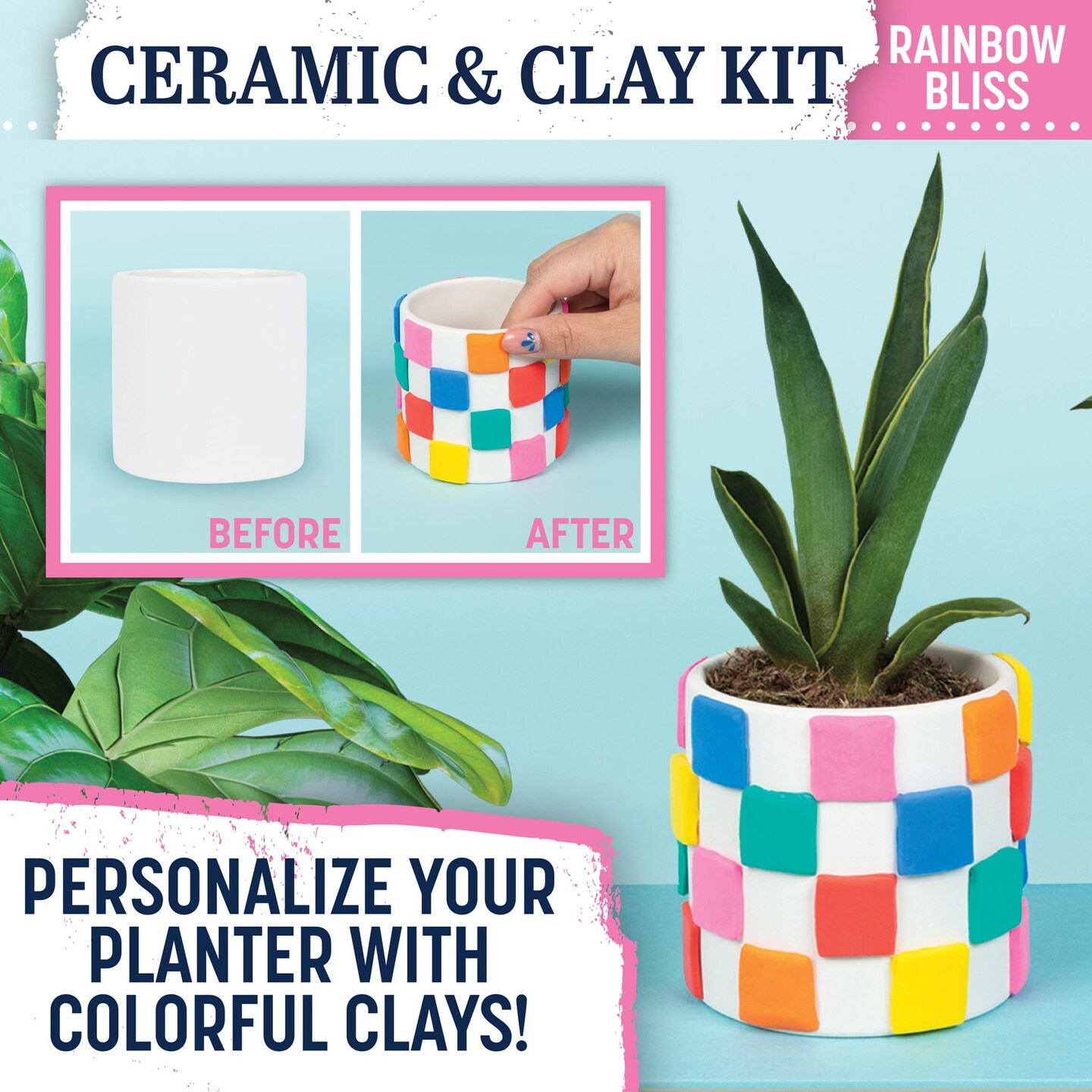 Tulip Ceramic &#x26; Clay Planter Kit Rainbow Bliss