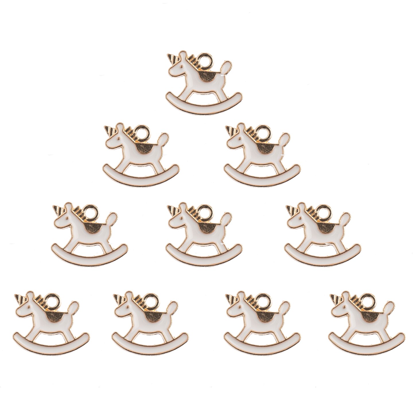 John Bead Sweet &#x26; Petite Rocking Horse Charms, 10pcs