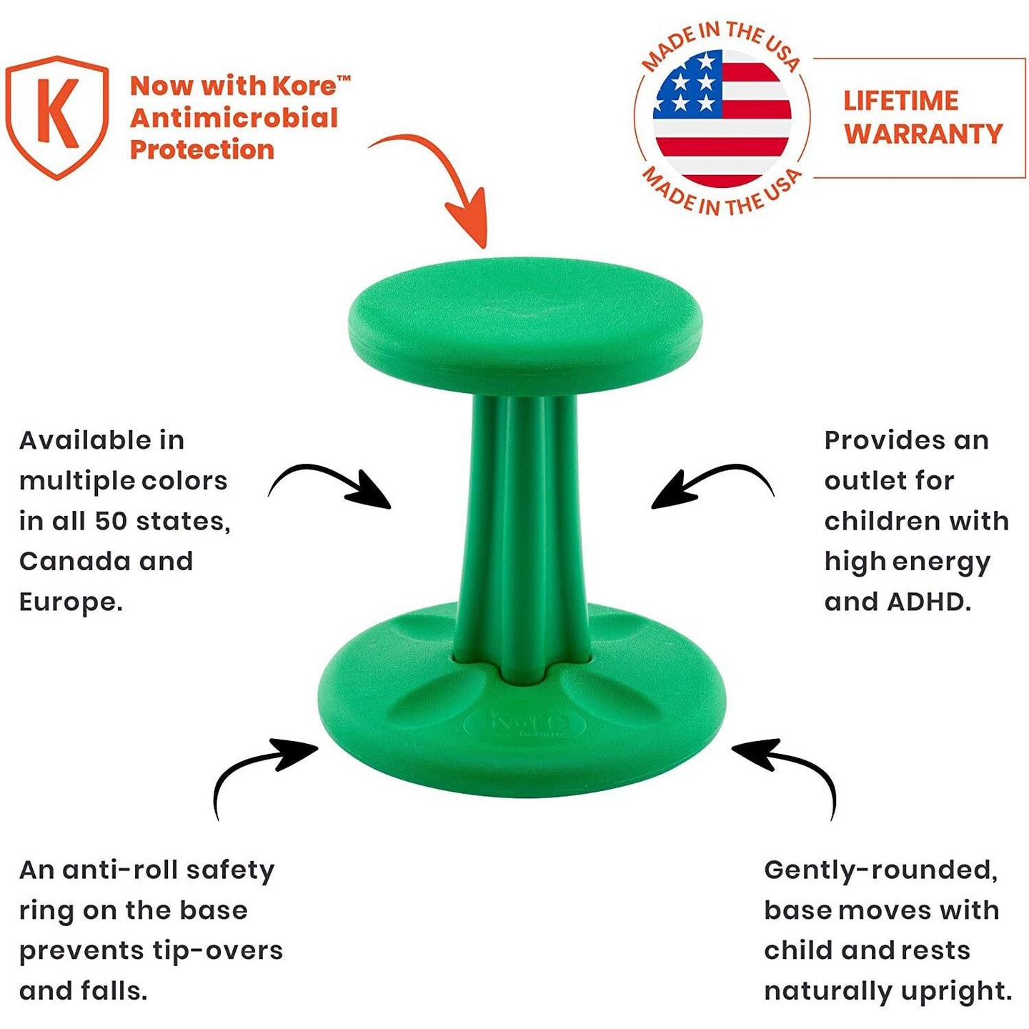 Pre-School Wobble Chair 12&#x22; Green