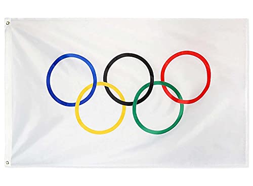 Olympics Flag Olympic Games Yard Flags Olympic Rings Indoor and Outdoor Flags &#x26; Banners 3x5 Feet