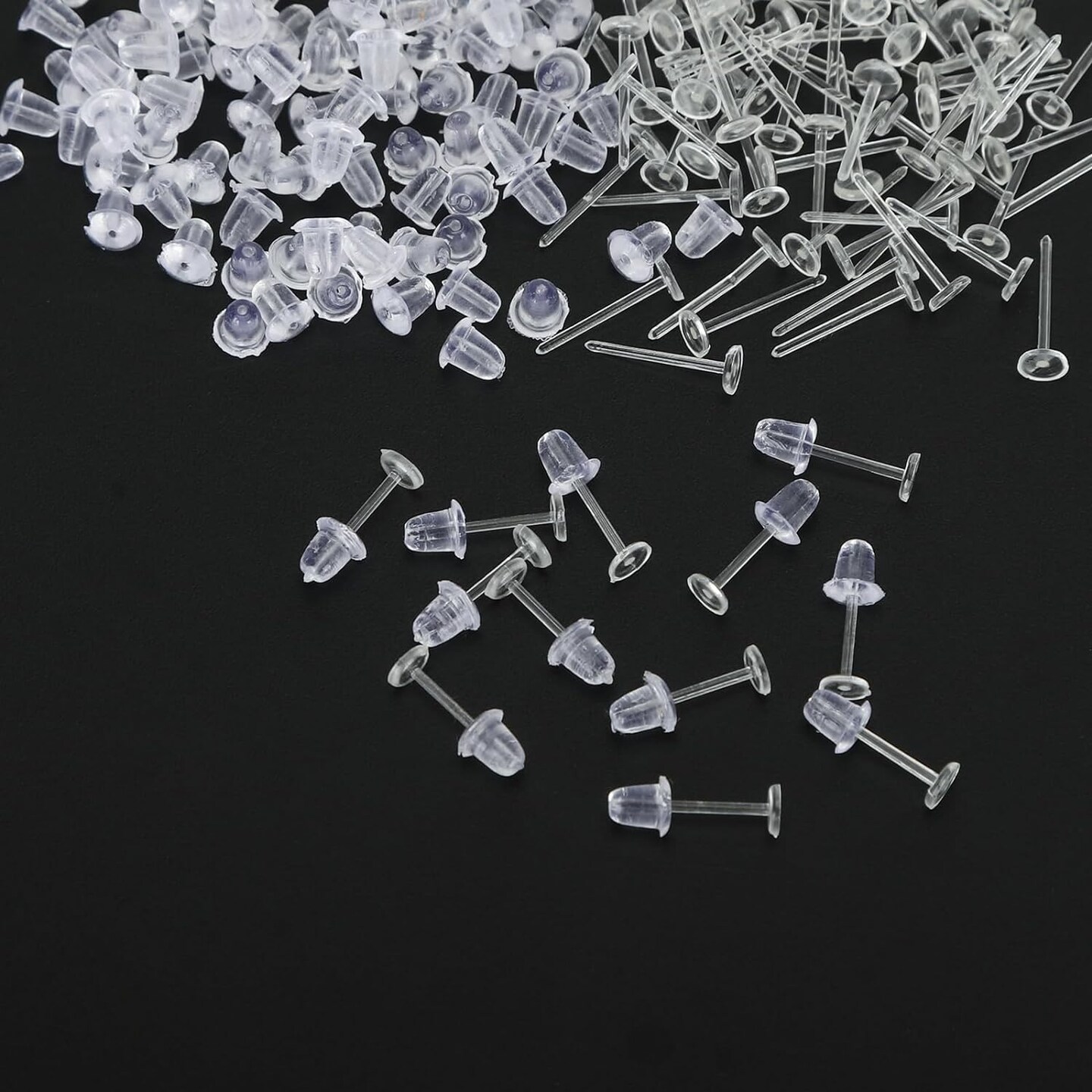 3mm Invisible Plastic Earrings Blank Pins Stud Tiny Head Findings DIY Supplies (200 pieces/100 Pairs)