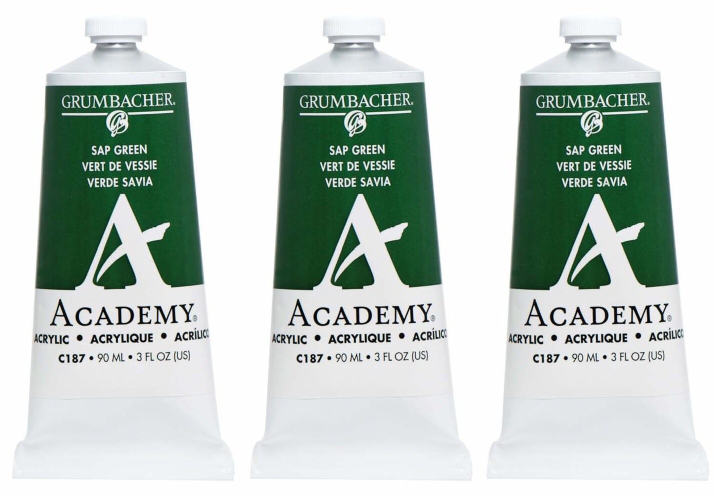 Grumbacher&#xAE; Acrylic Box of 3 - Green Color Family, 90ml