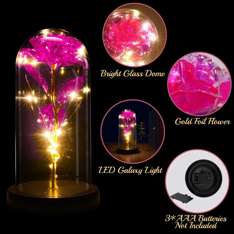 LED Galaxy Enchanted Rose Glass