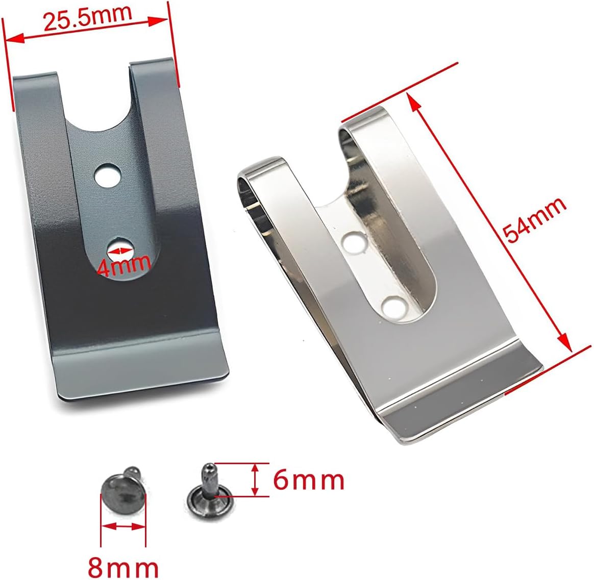 4 Sets - Metal 54x25mm Holster Sheath Belt Clip Clasp Spring Buckle Hook Double Holes Black