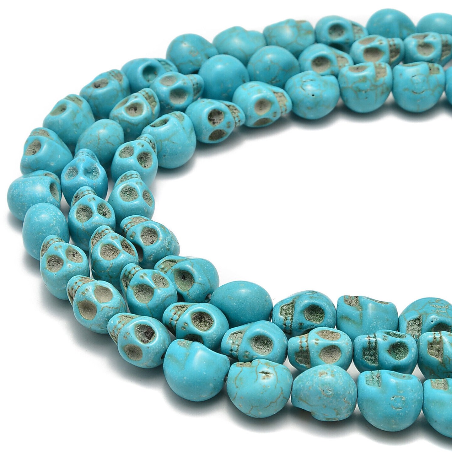 Kitcheniva Howlite Turquoise Carved Skull Loose Spacer Beads 16&#x201C;