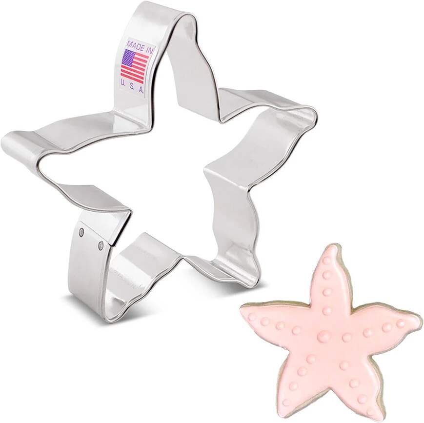 Ann Clark Tropical Starfish Cookie Cutter 3.75 Inch Ocean Theme Tin-Plated Steel
