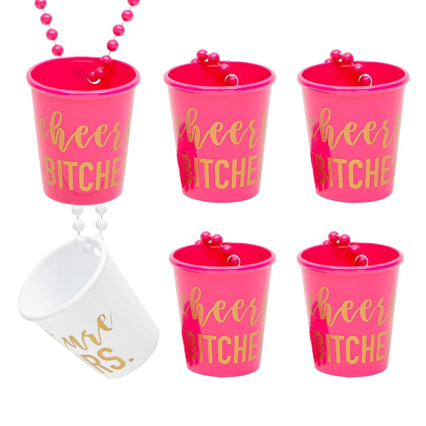6-Pack Bachelorette Shot Glass Necklace, Ideal for Bridal Showers &#x26; Bachelorette Party Favors (13 In)