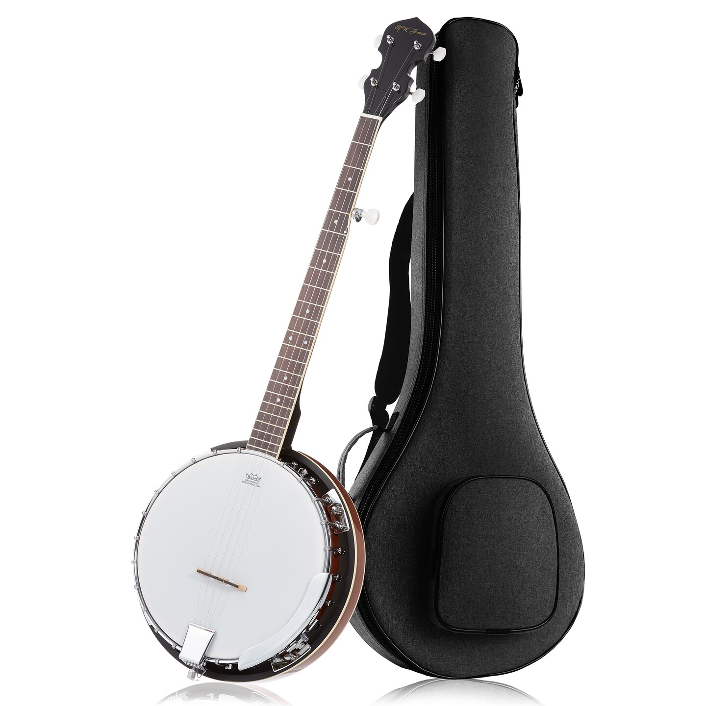 Jameson Guitars Left Handed 5-String Banjo 24 Bracket with Closed Solid Back and Geared 5th Tuner