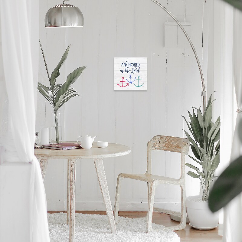 Coastal Wood Block Sign - Anchored In The Lord