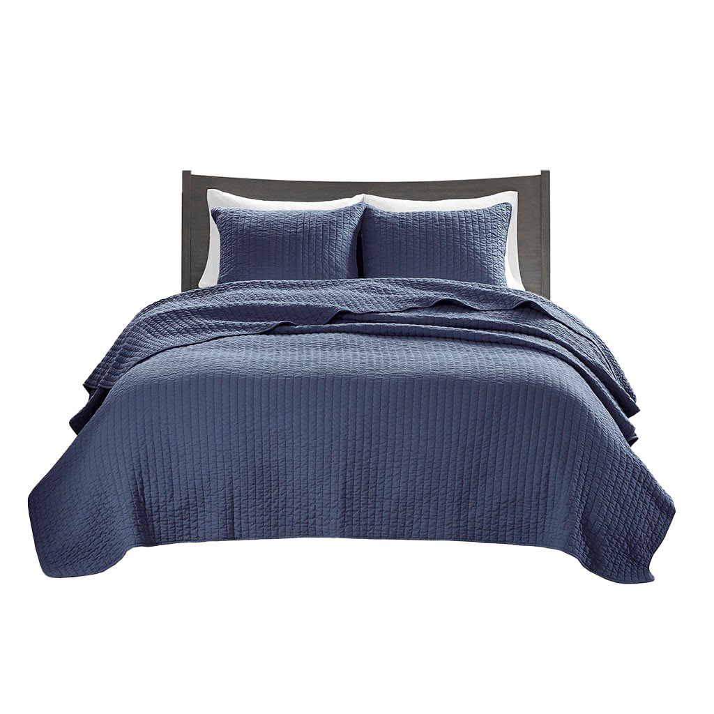 Gracie Mills Becker Reversible Quilt Set Cotton Twin Gray Grace-3472 Shams 3Pc
