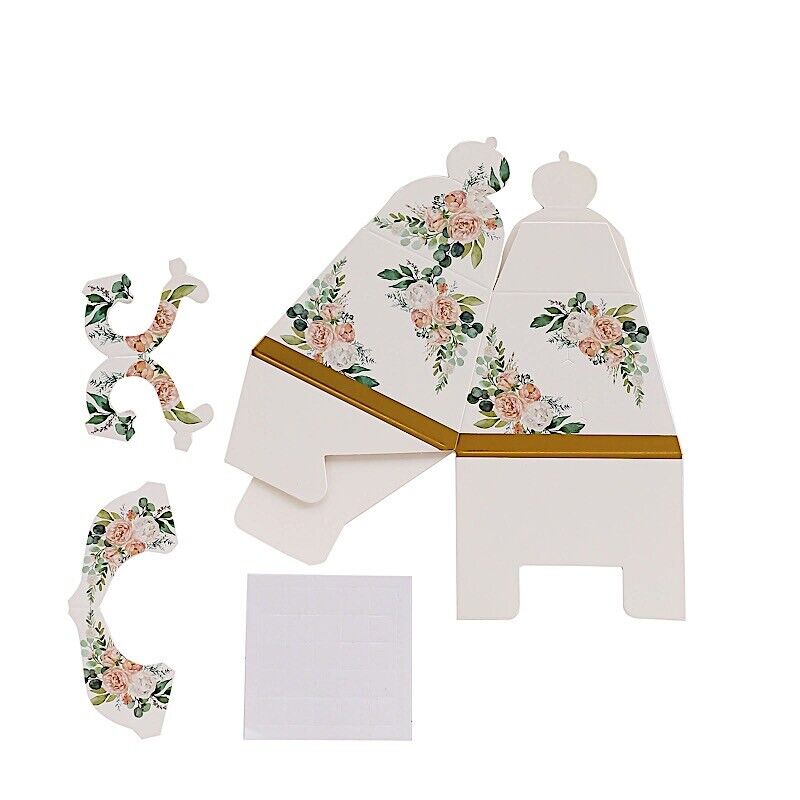 GOLD 25 Mini Teapot 4&#x22; Wedding FAVOR BOXES Floral Print