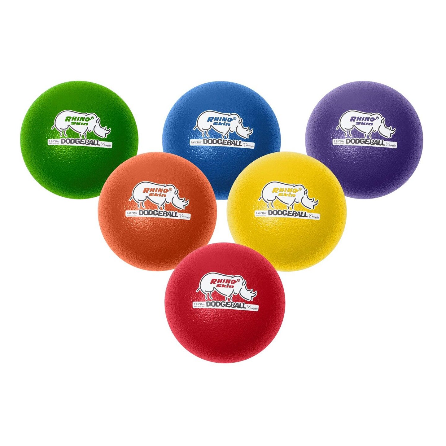 Rhino Skin&#xAE; 8-Inch Low Bounce Dodgeball Set, Assorted Colors, Set of 6