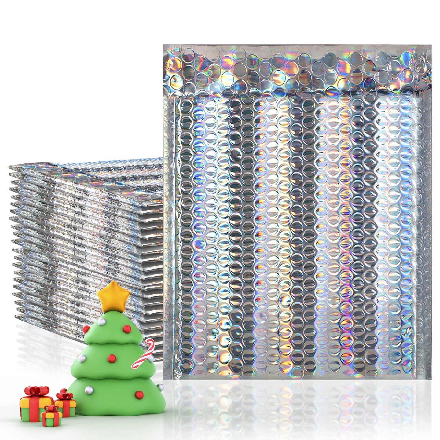 Metallic Bubble Mailers 6.5 x 9 Inch Pack of 10 Holographic Bubble Mailers Metallic with Sturdy Adhesive Seal Cushioning Opaque Metallic Bubble Envelope Waterproof Foil Bubble Mailers