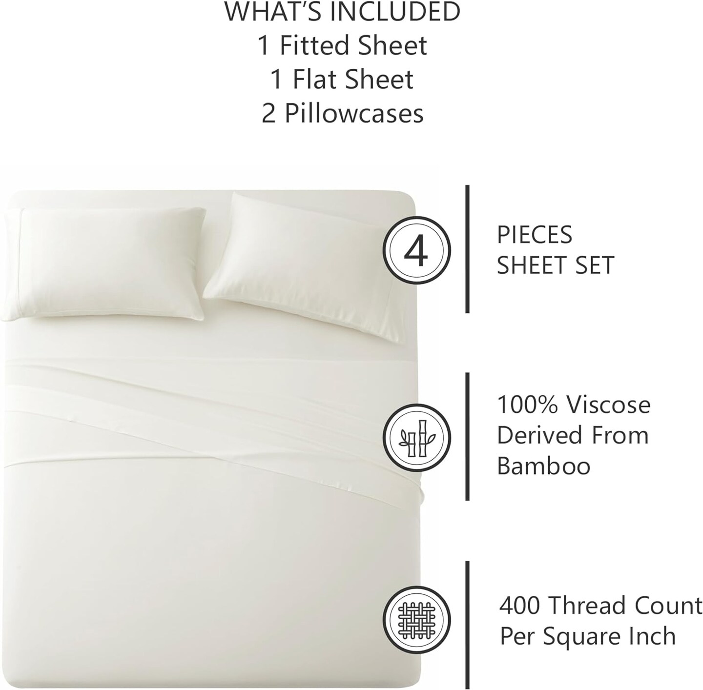 American Home Collection 400 Thread Count Sateen Weave Viscose made from Bamboo Sheet Set