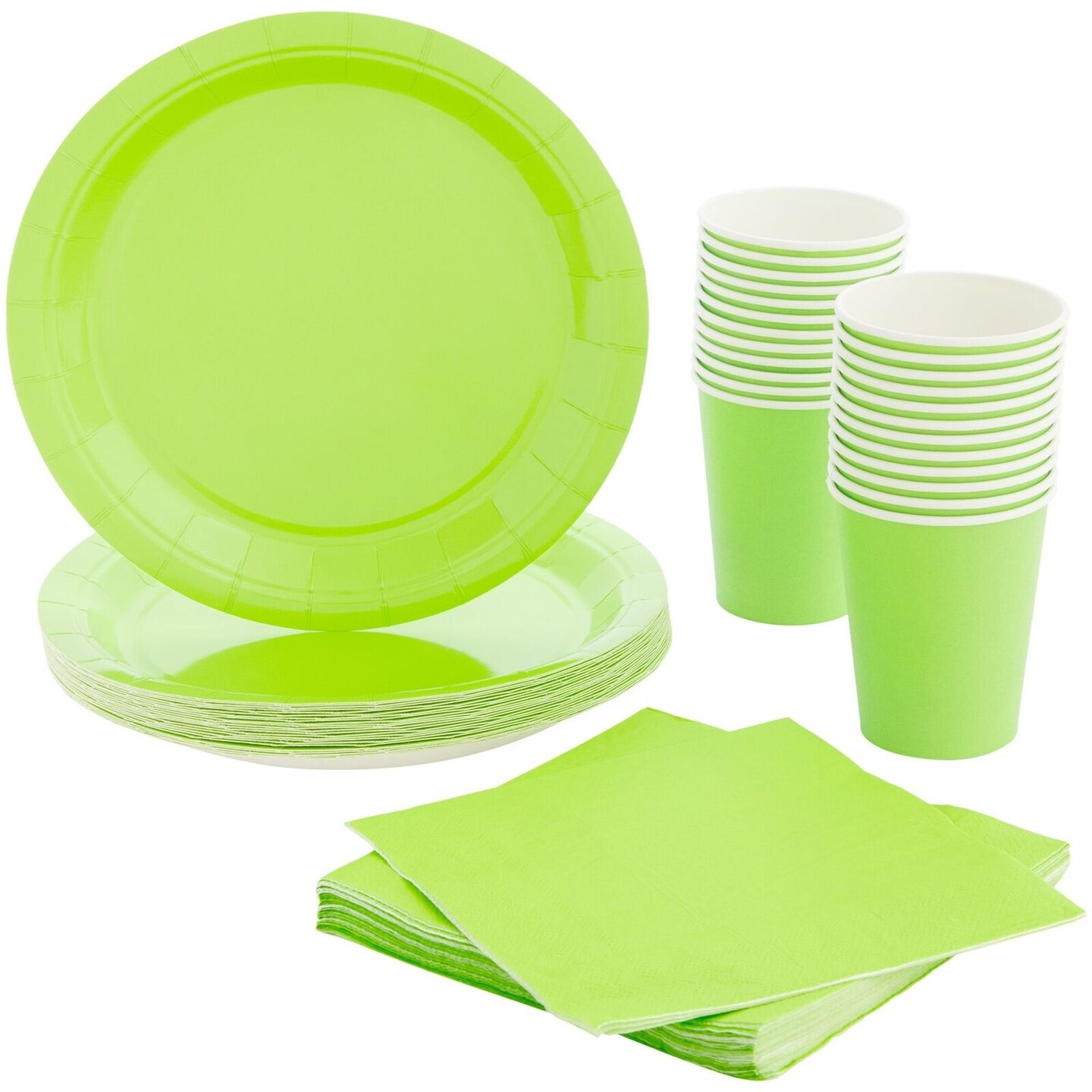 24 Set Green Party Supplies Disposable Dinnerware Set Paper Plates