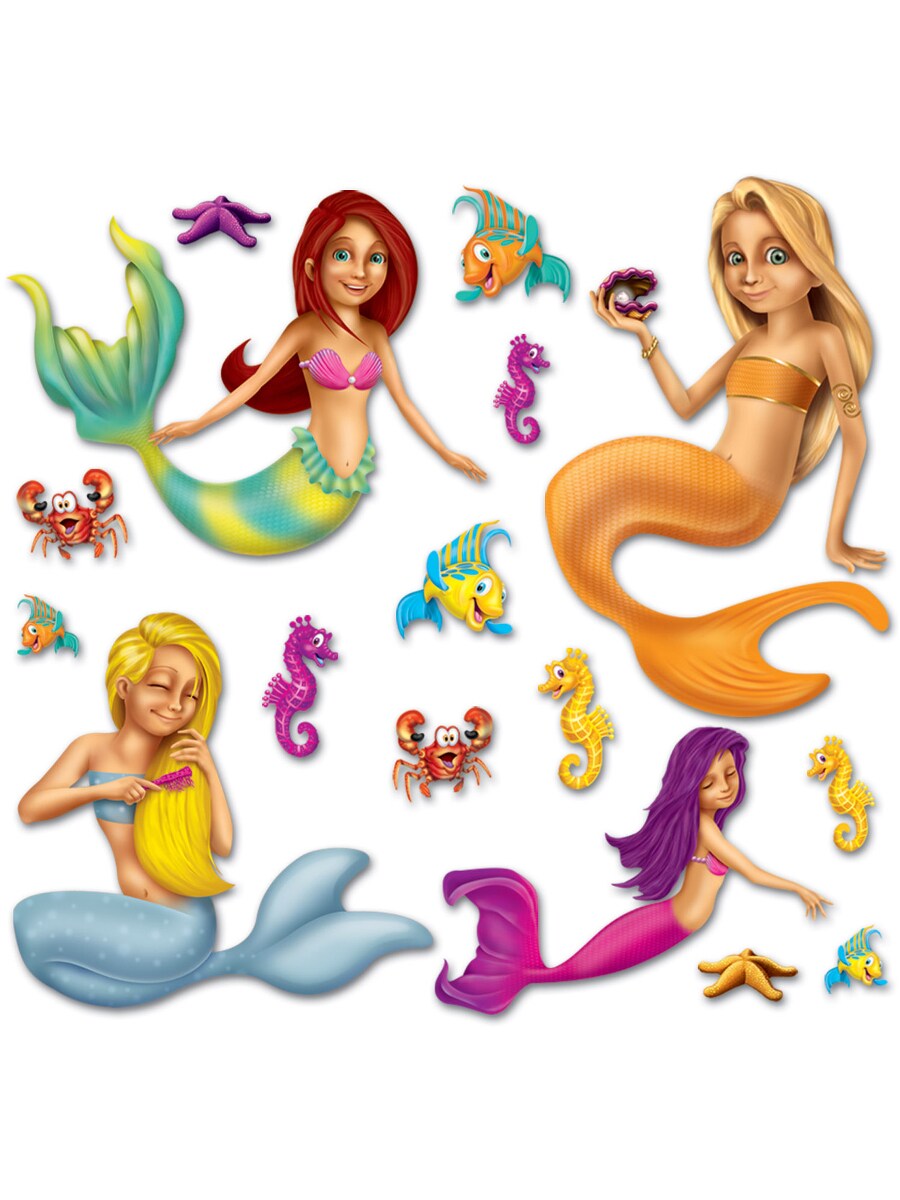 Little Mermaids And Sea Fish Friends Wall Props Decoration