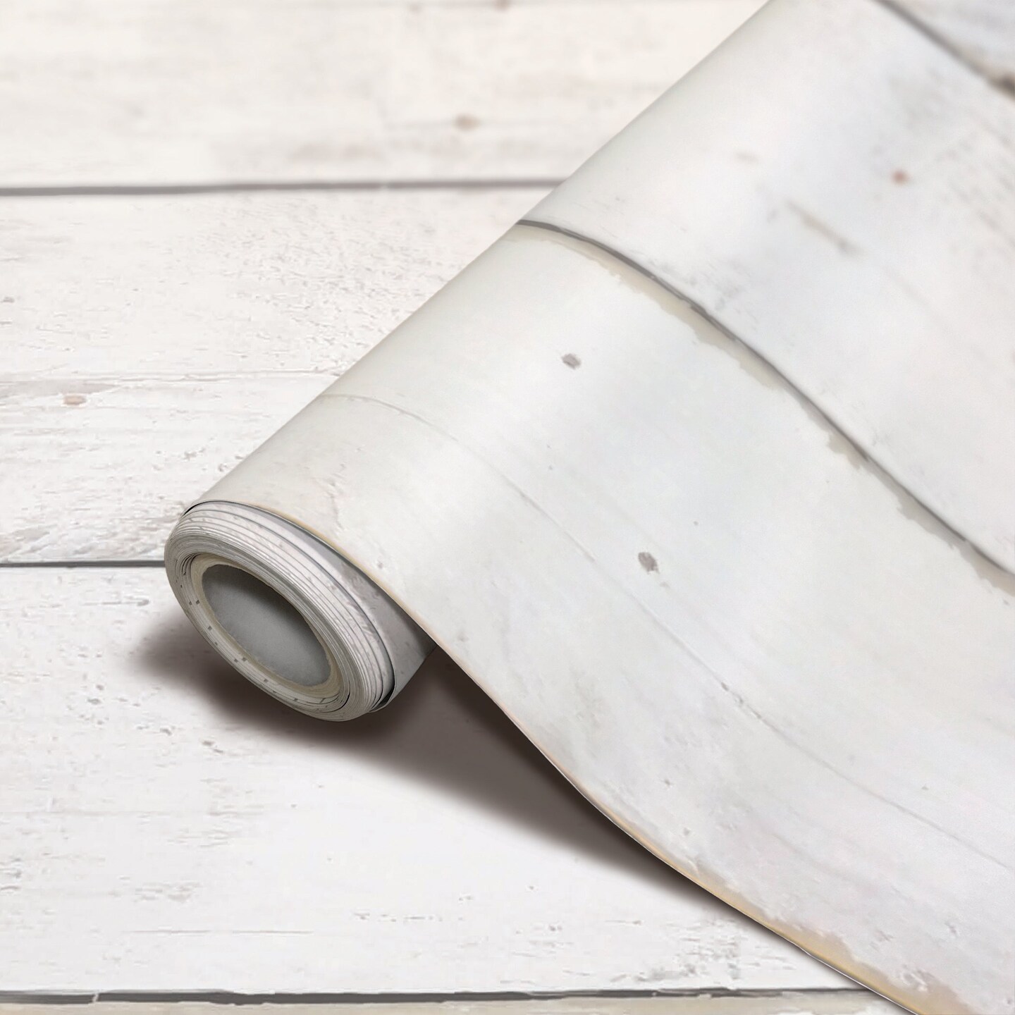 Peel and Stick Decorative Paper Roll, 17-1/2&#x22; x 10 ft, White Shiplap