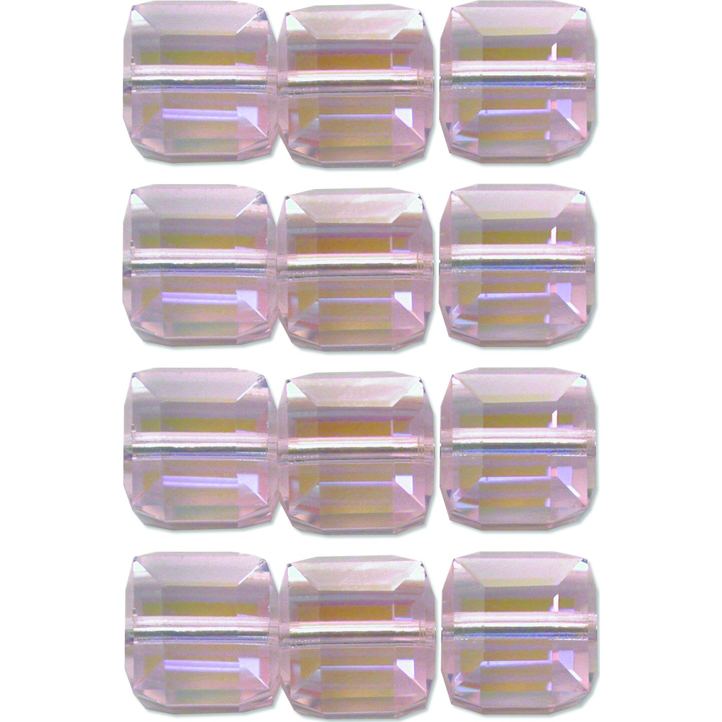 12 Rosaline AB Cube Swarovski Crystal Beads 5601 6mm