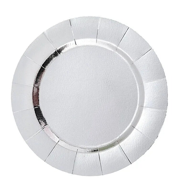 SILVER 10 Round 13&#x22; Disposable Paper CHARGER PLATES