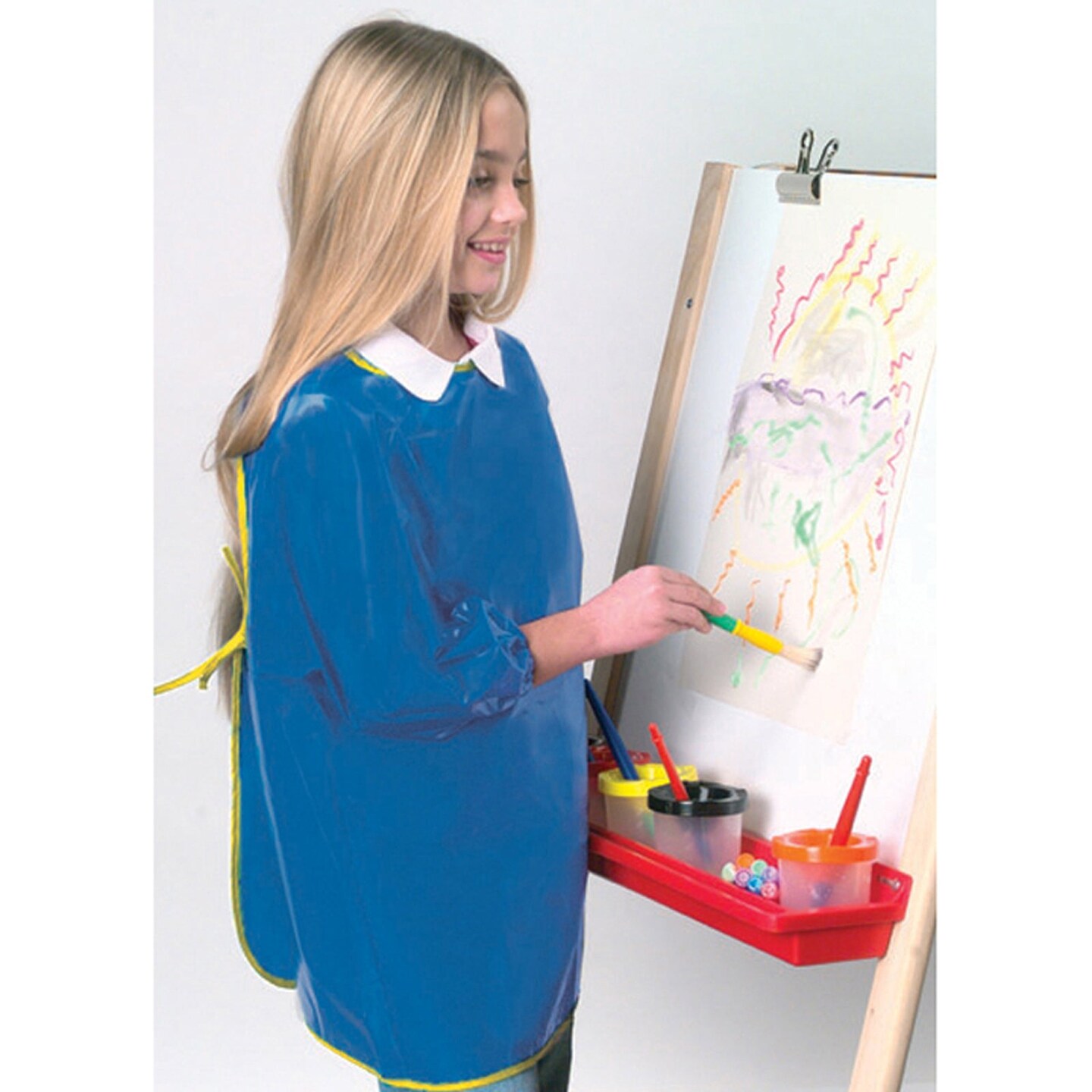 Long Sleeve Plastic Art Smock, Ages 3+, Blue, 22&#x22; x 18&#x22;, 1 Count