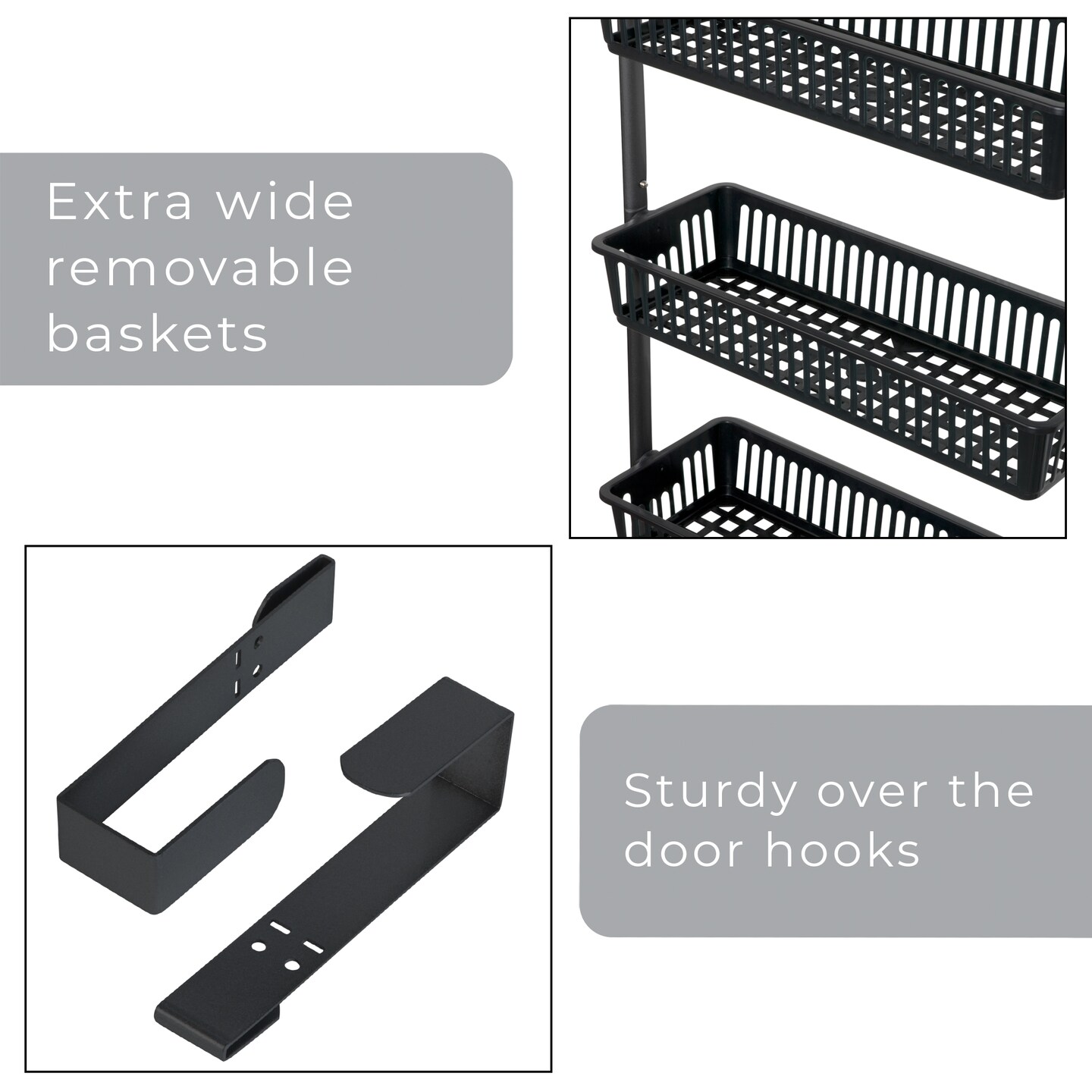 Smart Design 8-Tier Over-The-Door Hanging Pantry Organizer - All Black