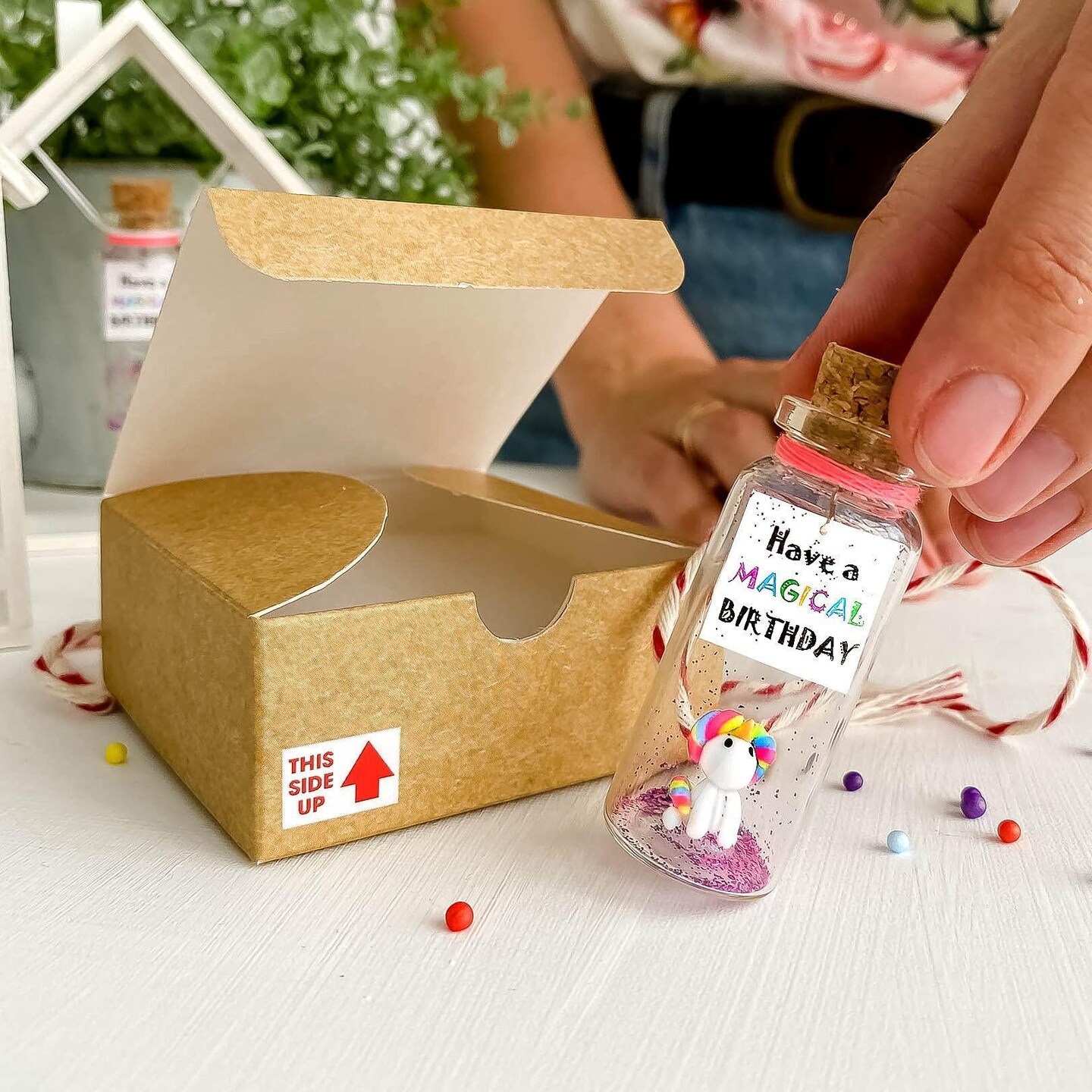 Unique Birthday Gifts for Him and Her   Cute and Funny Bday Presents for Men and Women   Gift for Mom Dad Family (Rainbow Unicorn   Have a Magical Birthday Message Bottle in Craft Gift Box)