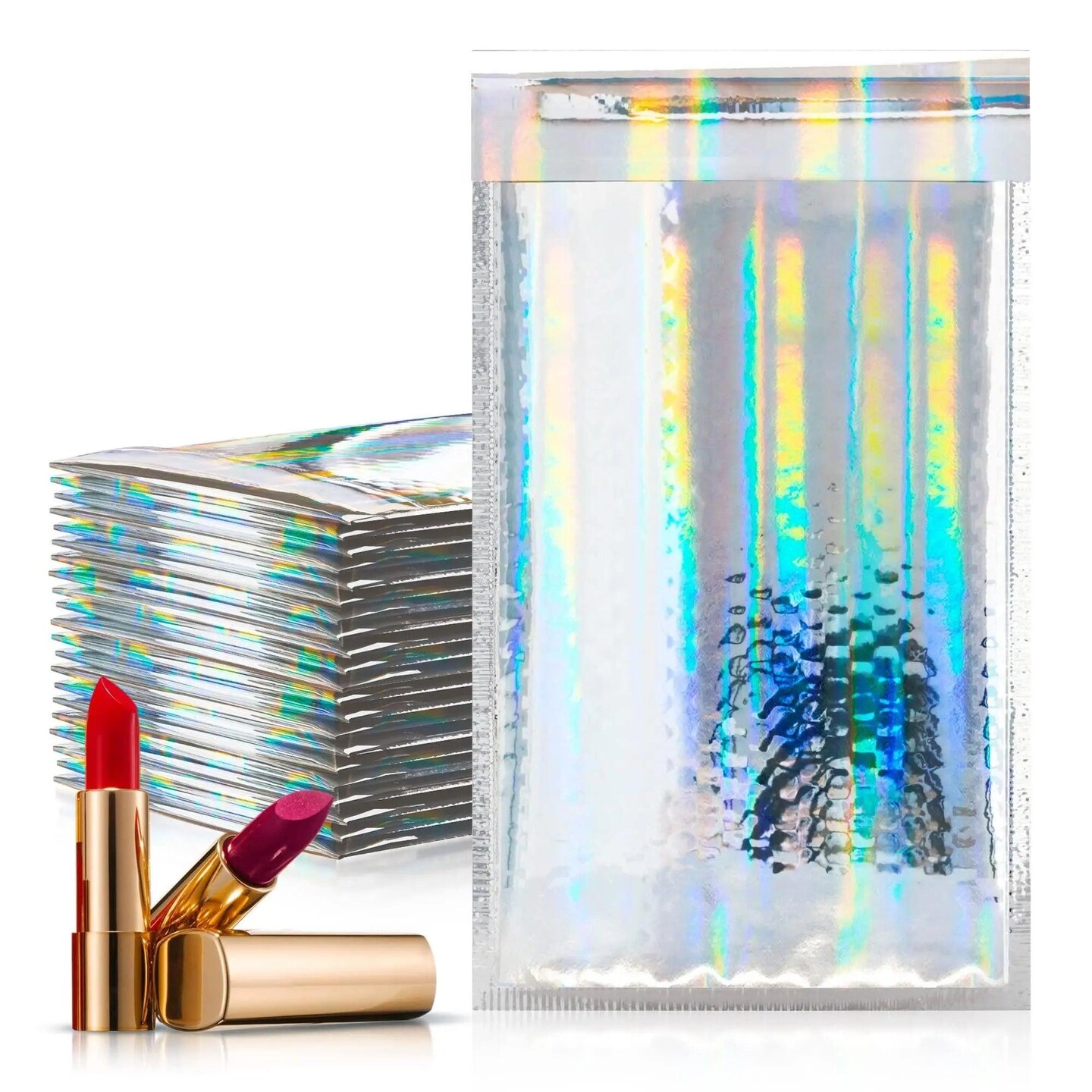 Hologram Metallic Bubble Mailers 7.25 x 11 Pack of 25 Opaque Mail Bubble Envelopes with Sturdy Adhesive Line Reliable Padded Shipping Envelopes Waterproof Padded Envelopes Various Sizes