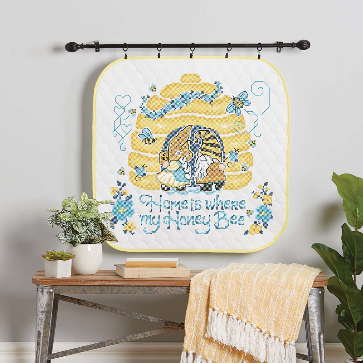 Bee My Honey Wall Hanging Stamped Cross-Stitch Kit