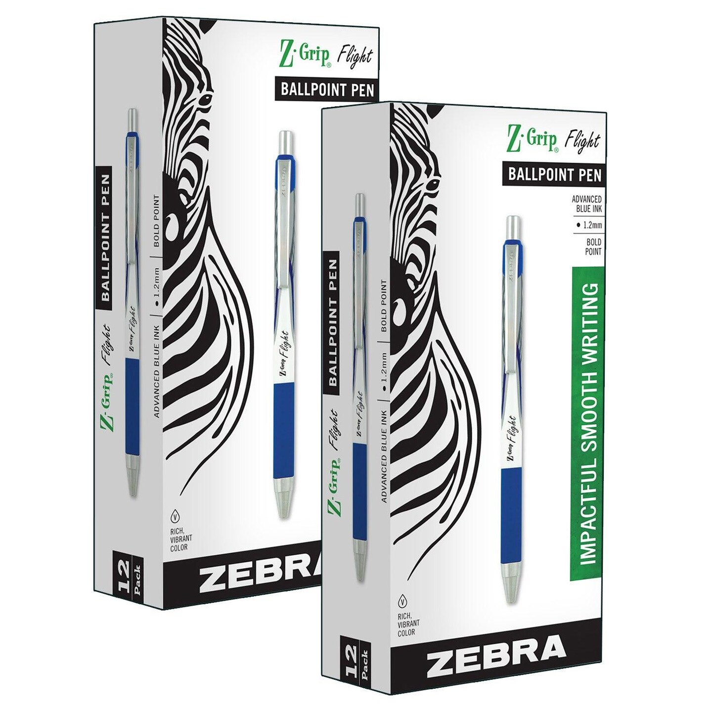 Z-Grip&#xAE; Flight Ballpoint Retractable Pen 1.2mm, Blue, 12 Per Pack, 2 Packs