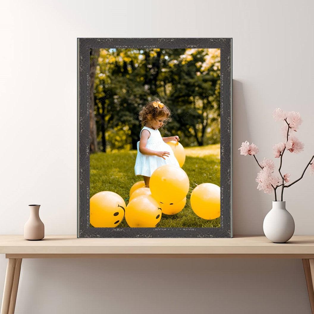 Distressed Black Barnwood Picture Frame - Custom Framing