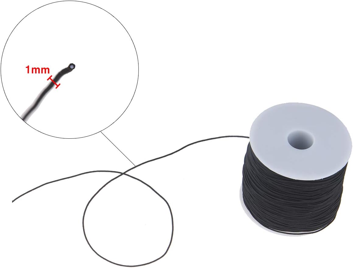 1mm Black Elastic Cord Beading Thread Stretch String for Bracelet Making