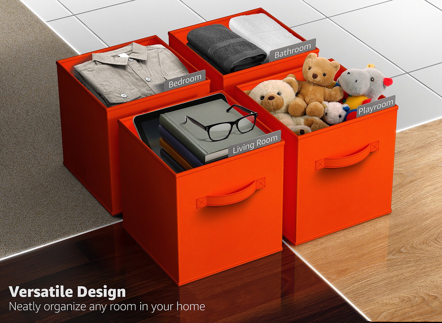 Sorbus 8 Pack 11 Inch Foldable Storage Cubes with Handles- for Organizing Home, Shelves, Nursery, Playroom, Closet and More