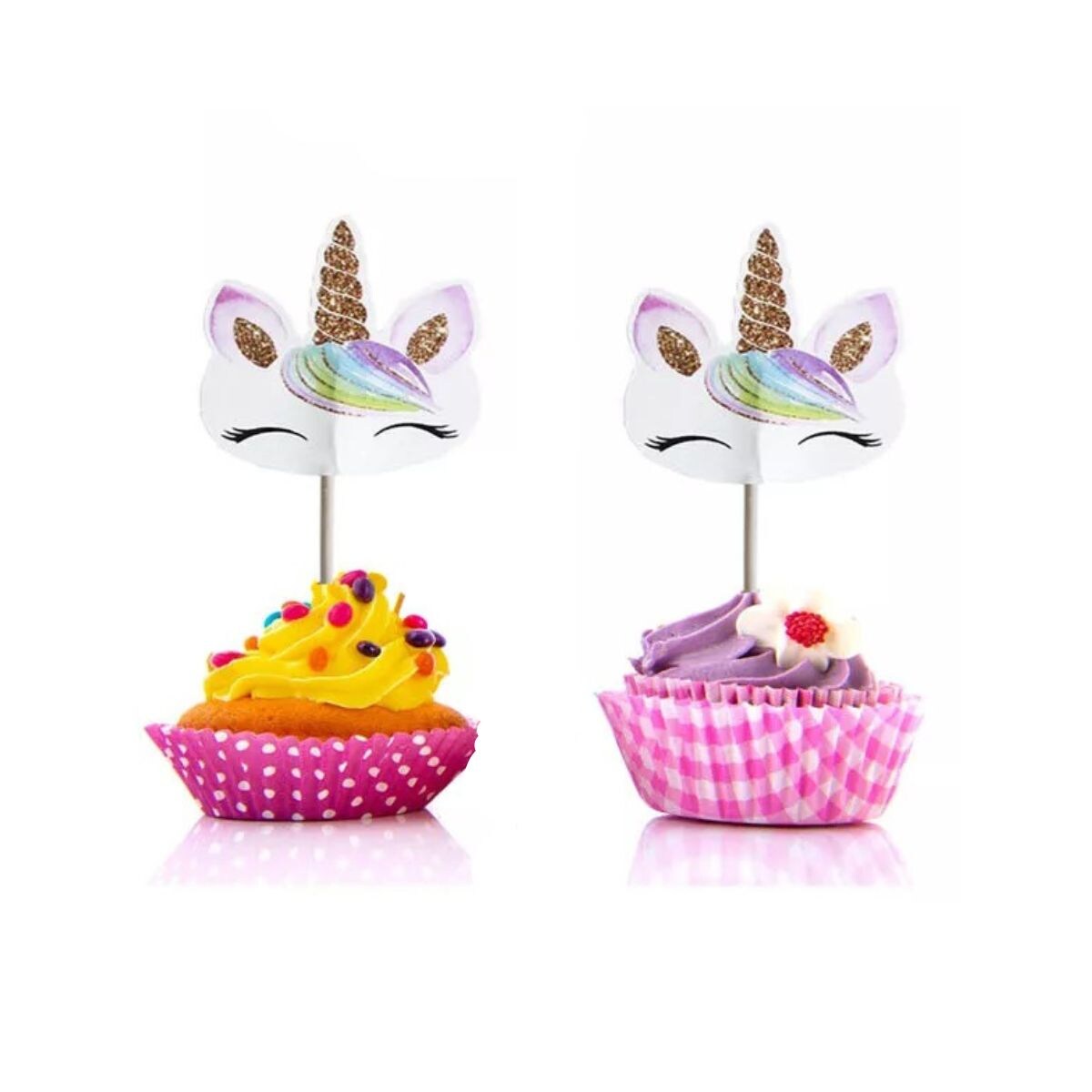 Unicorn Birthday Theme Party Cupcake Picks Topper