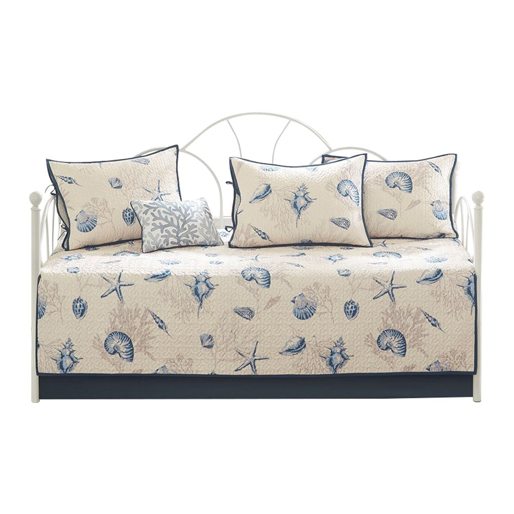 Gracie Mills Villanueva 6-Piece Coastal Daybed Cover Set Twin Blue Grace-8795
